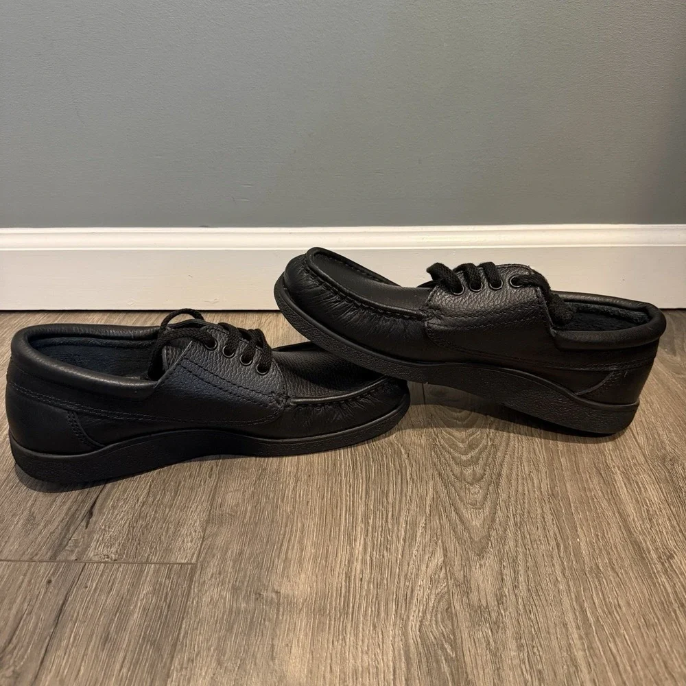 VTG Hitchcock Moc Toe Shoes Mens 9.5  Leather Black Made In Denmark